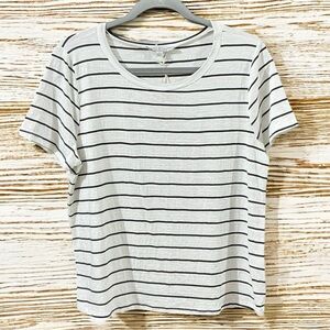 GREEN ENVELOPE Striped Tee L 20.5” p2p Eggshell/Black $40 Retail NWT